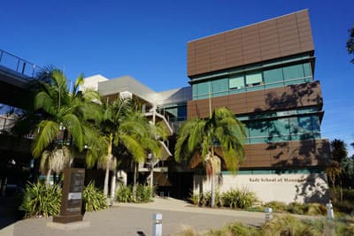 Die Rady School of Management bietet exzellente Businesskurse für Bachelorstudierende an! Gebaeude Rady School of Management