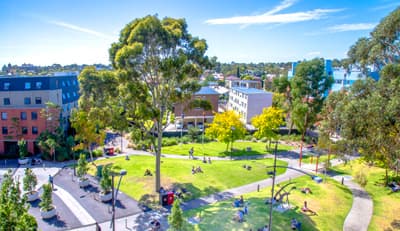 Grüne Idylle unweit vom Stadtkern Melbournes Der grüne Campus der Swinburne University of Technology