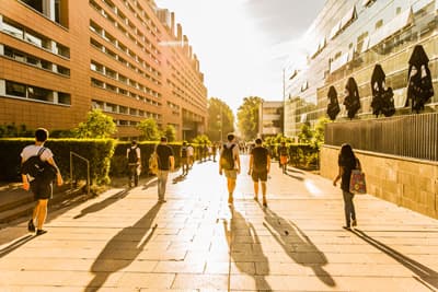 Die UNSW Sydney bildet erfolgreiche Führungskräfte von morgen aus. Studierende schlendern über den Campus der UNSW Sydney