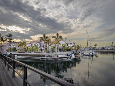 Der Stadtteil Naples liegt auf drei Inseln und hatte die italienische Stadt Venedig zum Vorbild! Bild des Viertel Naples in Long Beach