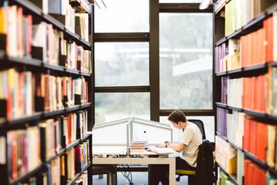 Studieren an der University of Essex Student der Uni beim Lernen in der Bibliothek