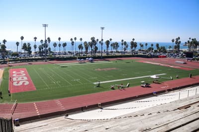 Der beste Ort des SBCC Campus Blick über das Footballfeld des SBCC aufs Meer