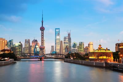 Die atemberaubende Skyline der chinesischen Metropole Shanghai Skyline von Shanghai (China)